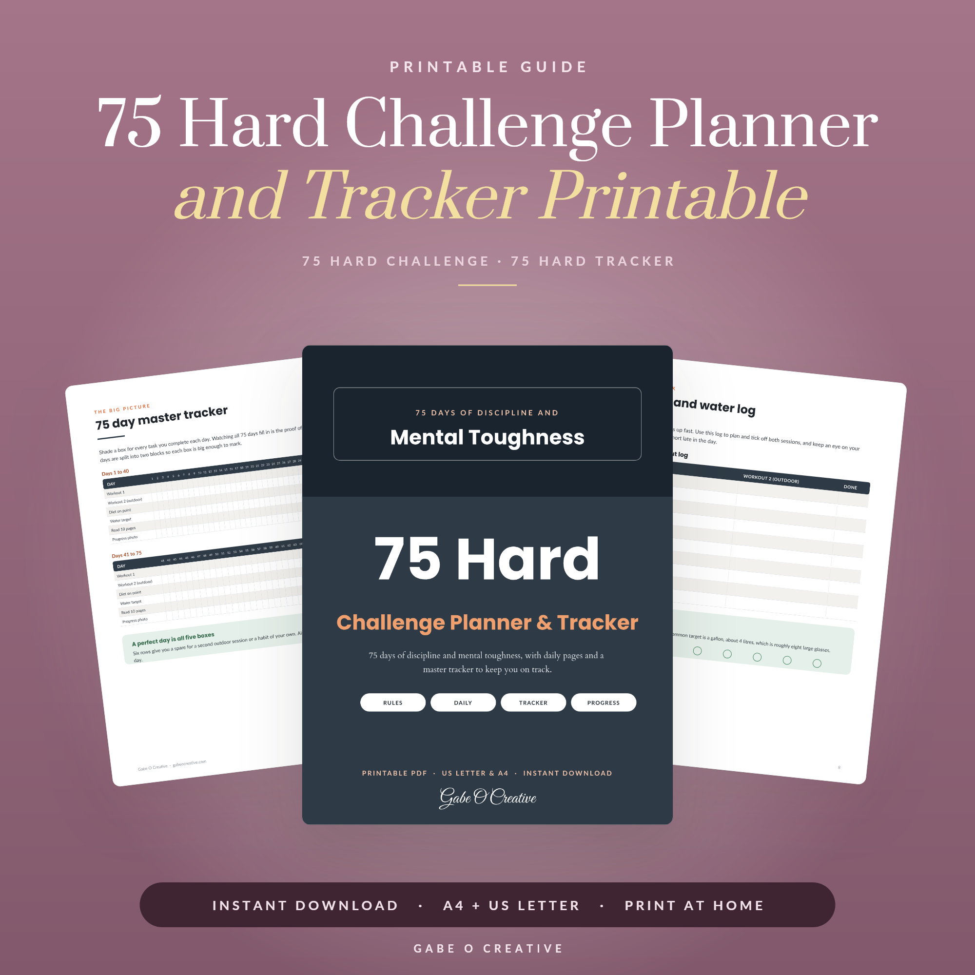 75 Hard Challenge Printable: Track All 75 Days