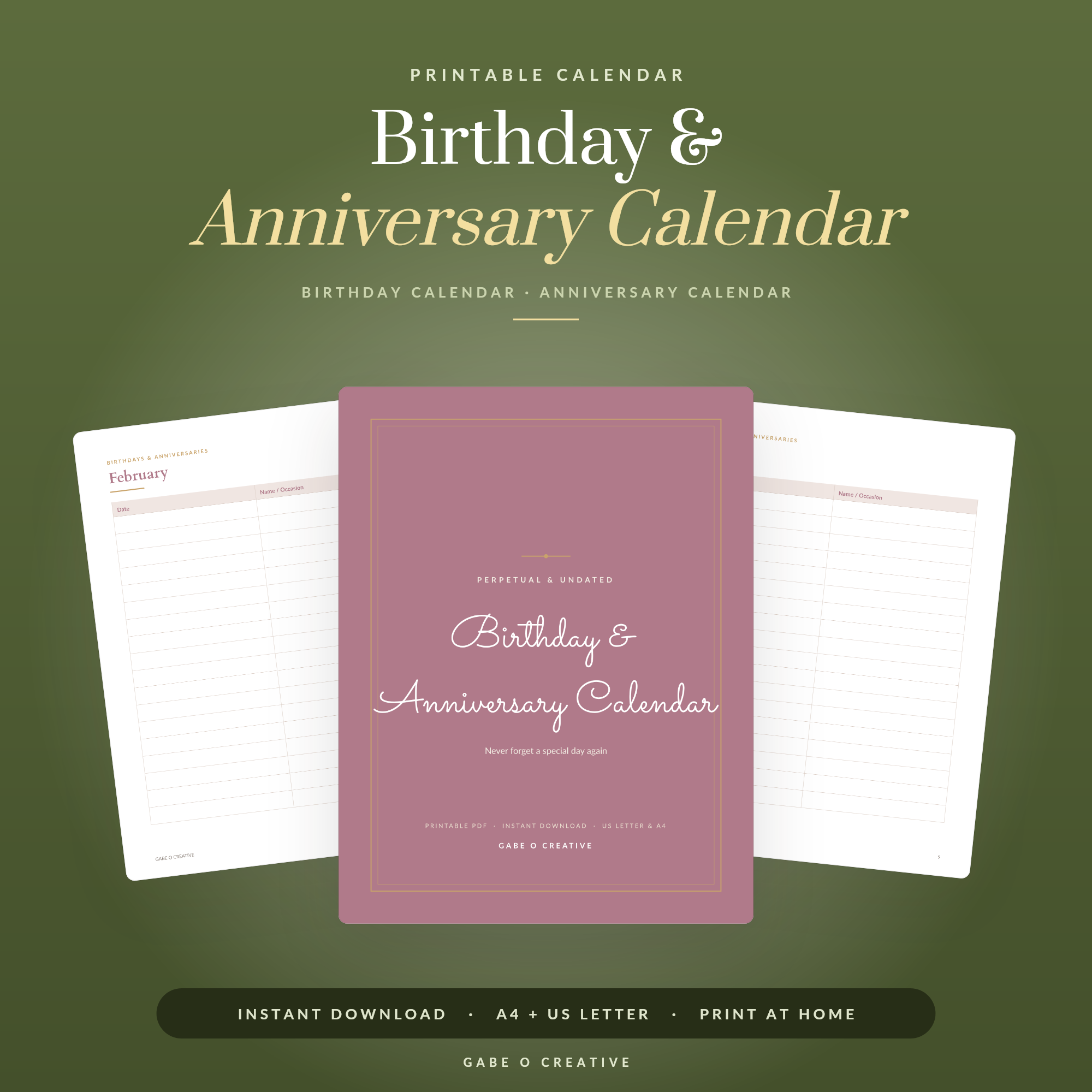 Birthday & Anniversary Calendar