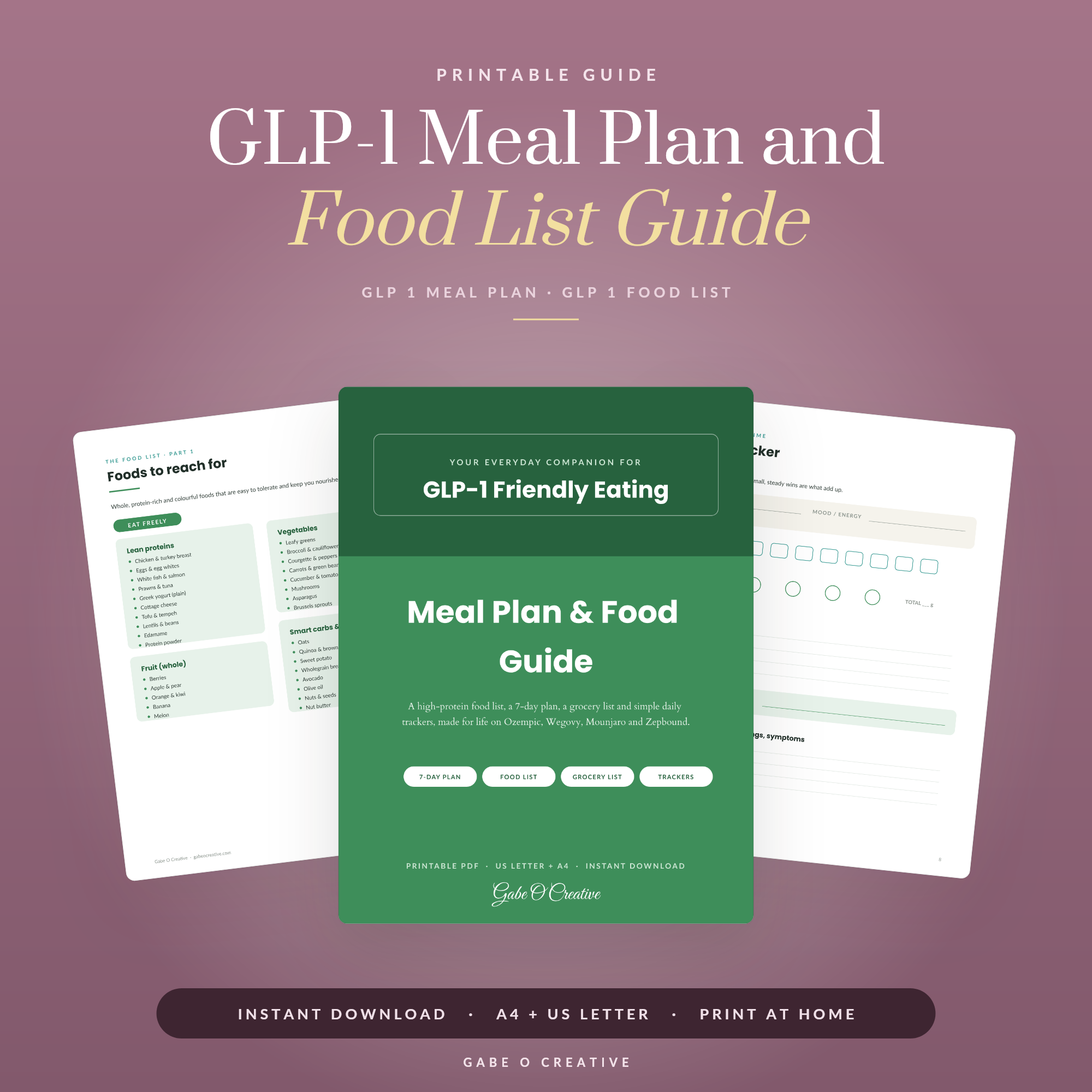 GLP-1 Meal Plan and Food List Guide, High Protein 7 Day Plan, Ozempic Wegovy Friendly Printable, Weight Loss Grocery List PDF