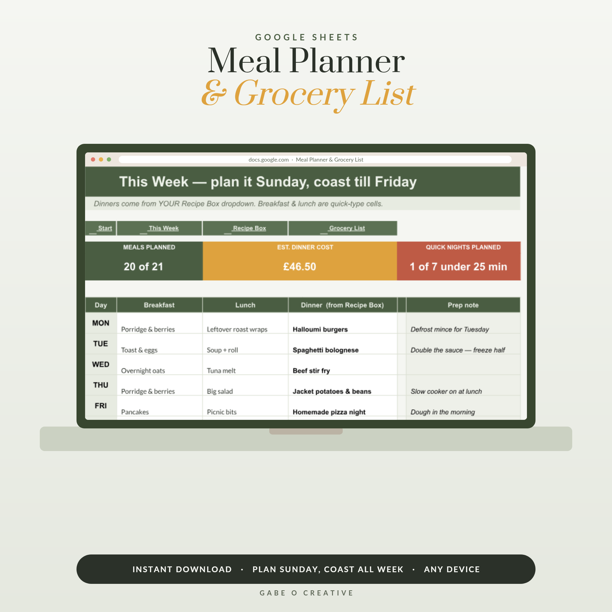 A Meal Planner in Google Sheets That Builds Your Shopping List