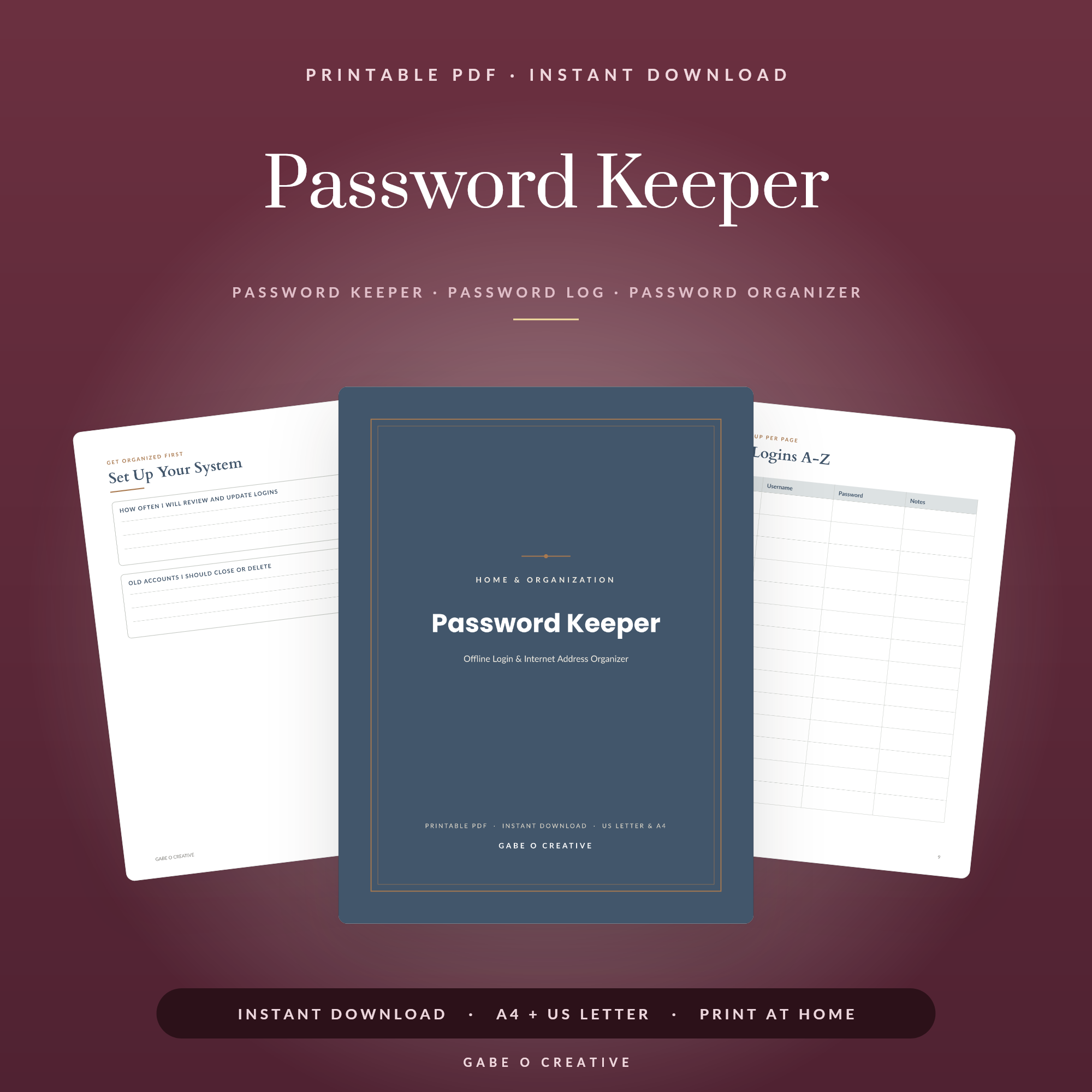 Password Keeper Printable: All Your Logins in One Place