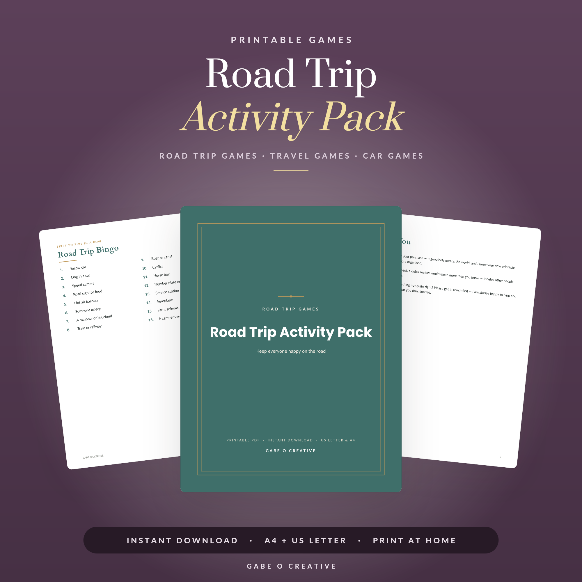 Road Trip Activity Pack