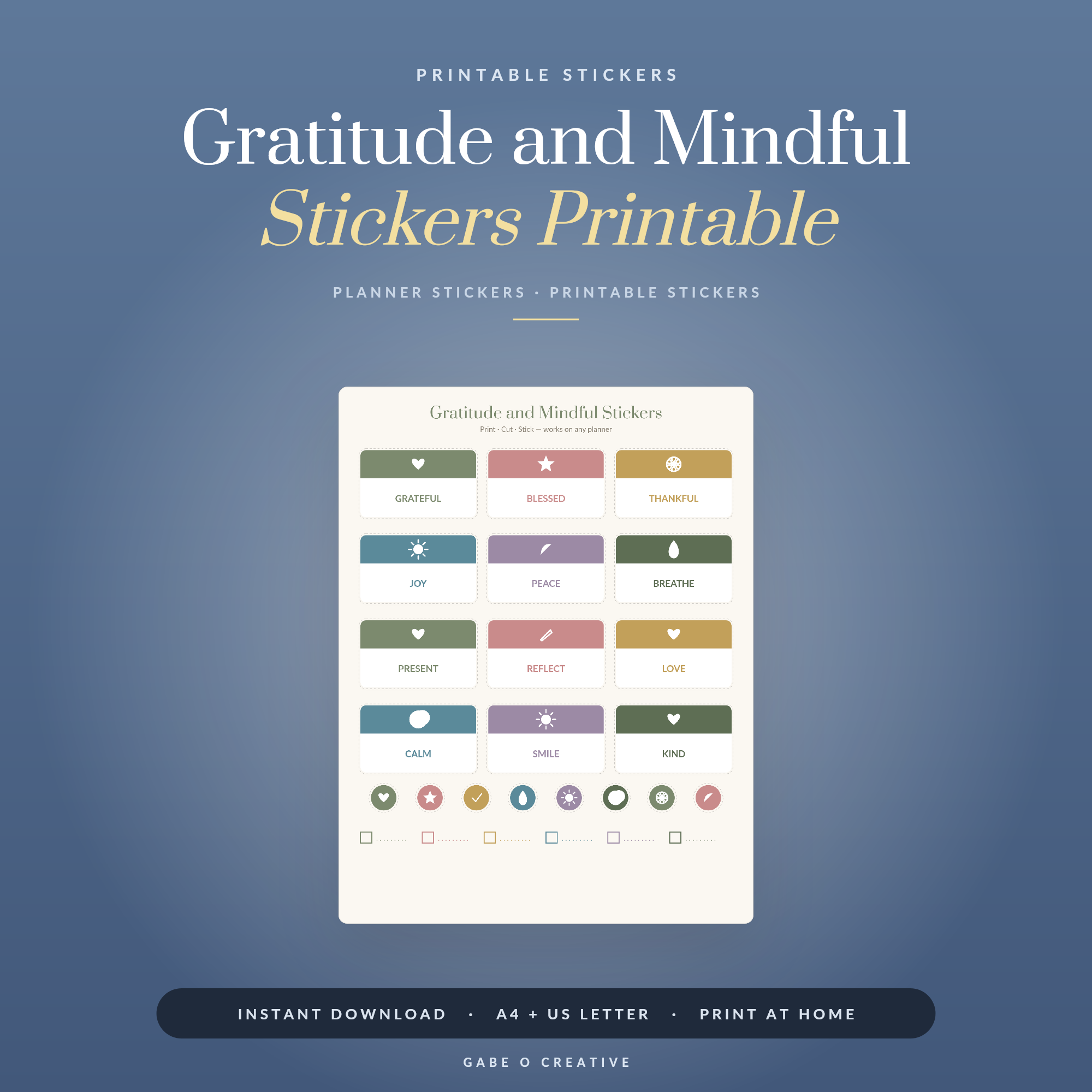 Gratitude and Mindful Stickers Printable