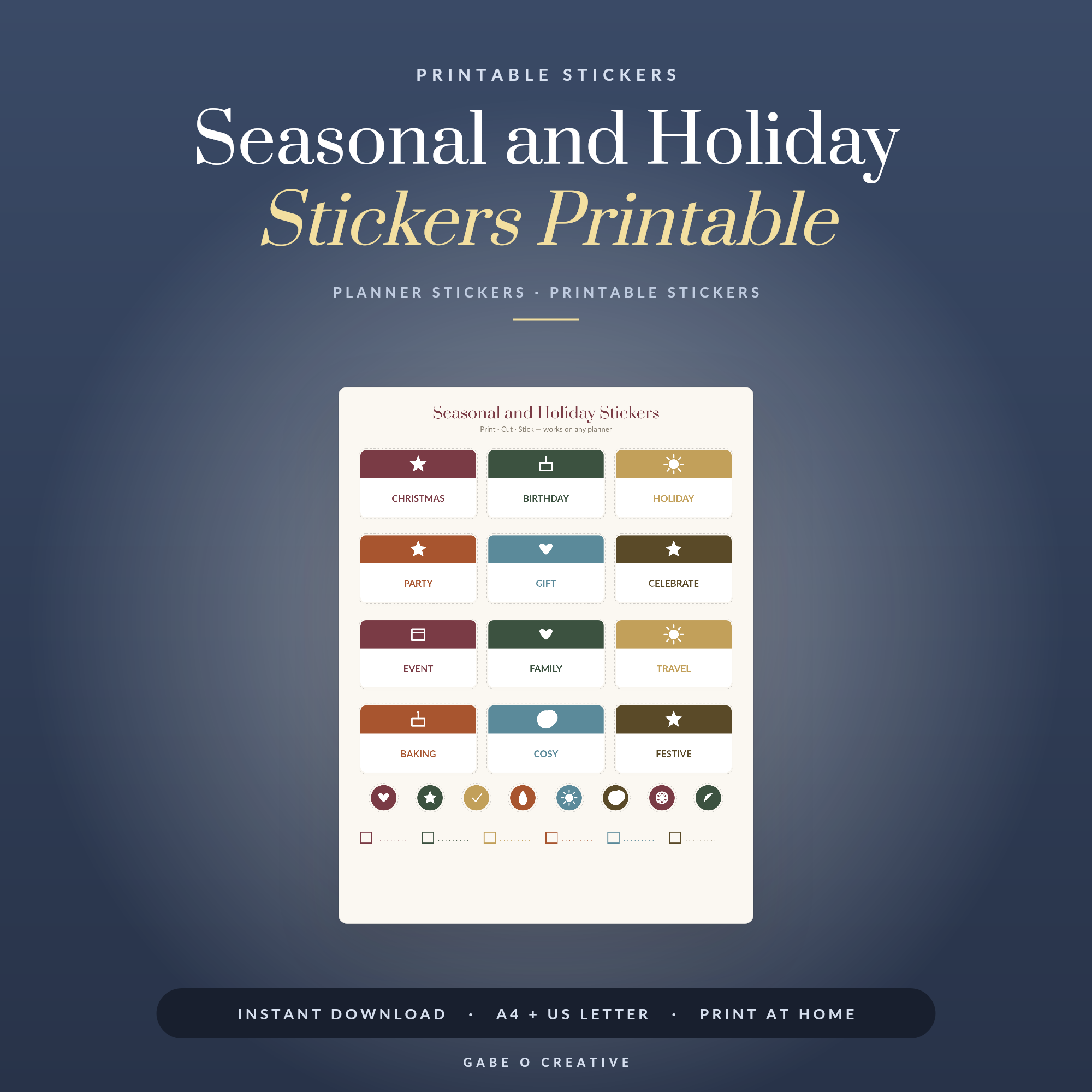 Seasonal and Holiday Stickers Printable