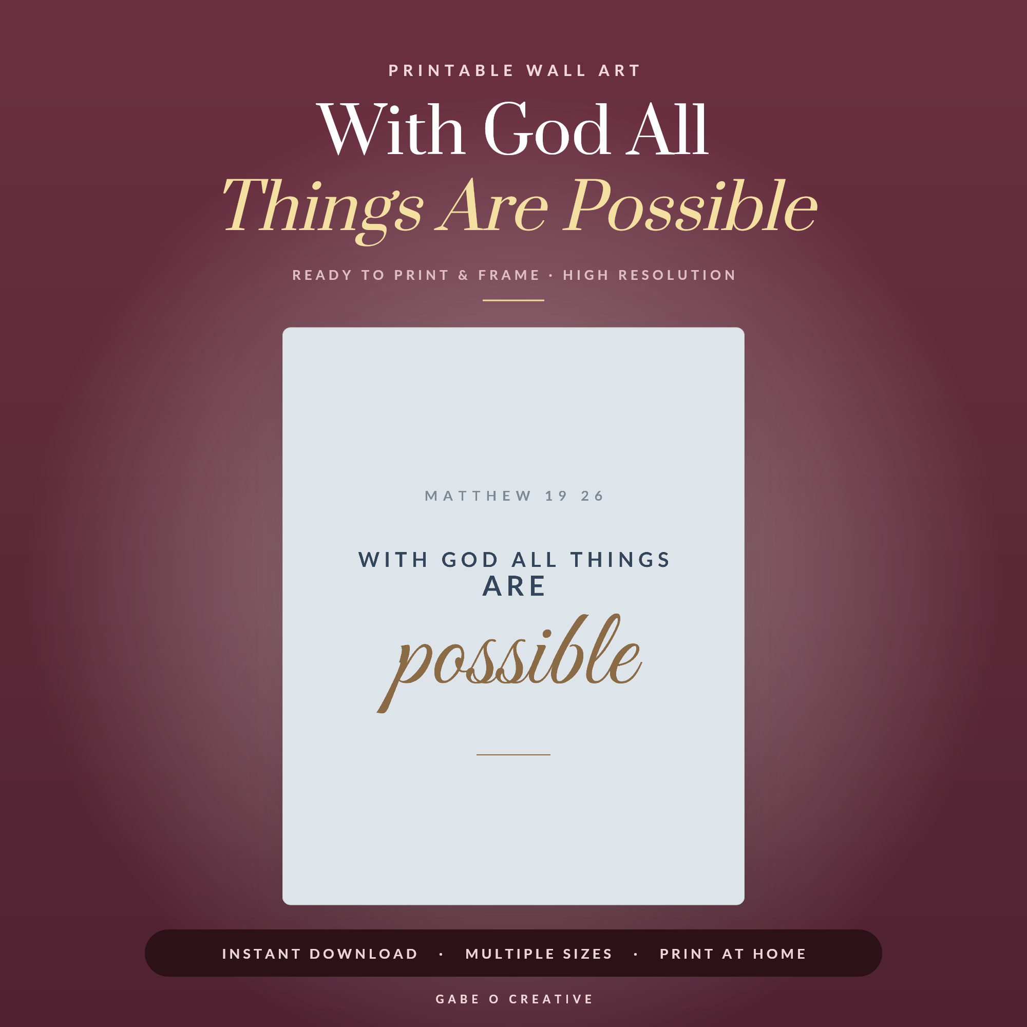 With God All Things Are Possible