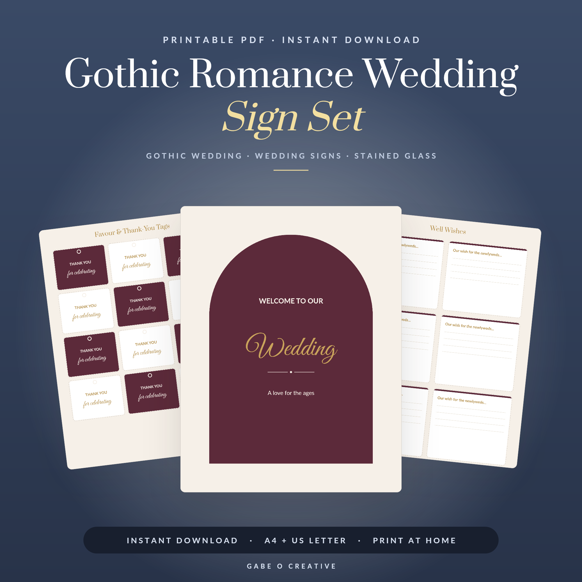 Gothic Romance Wedding Sign Set